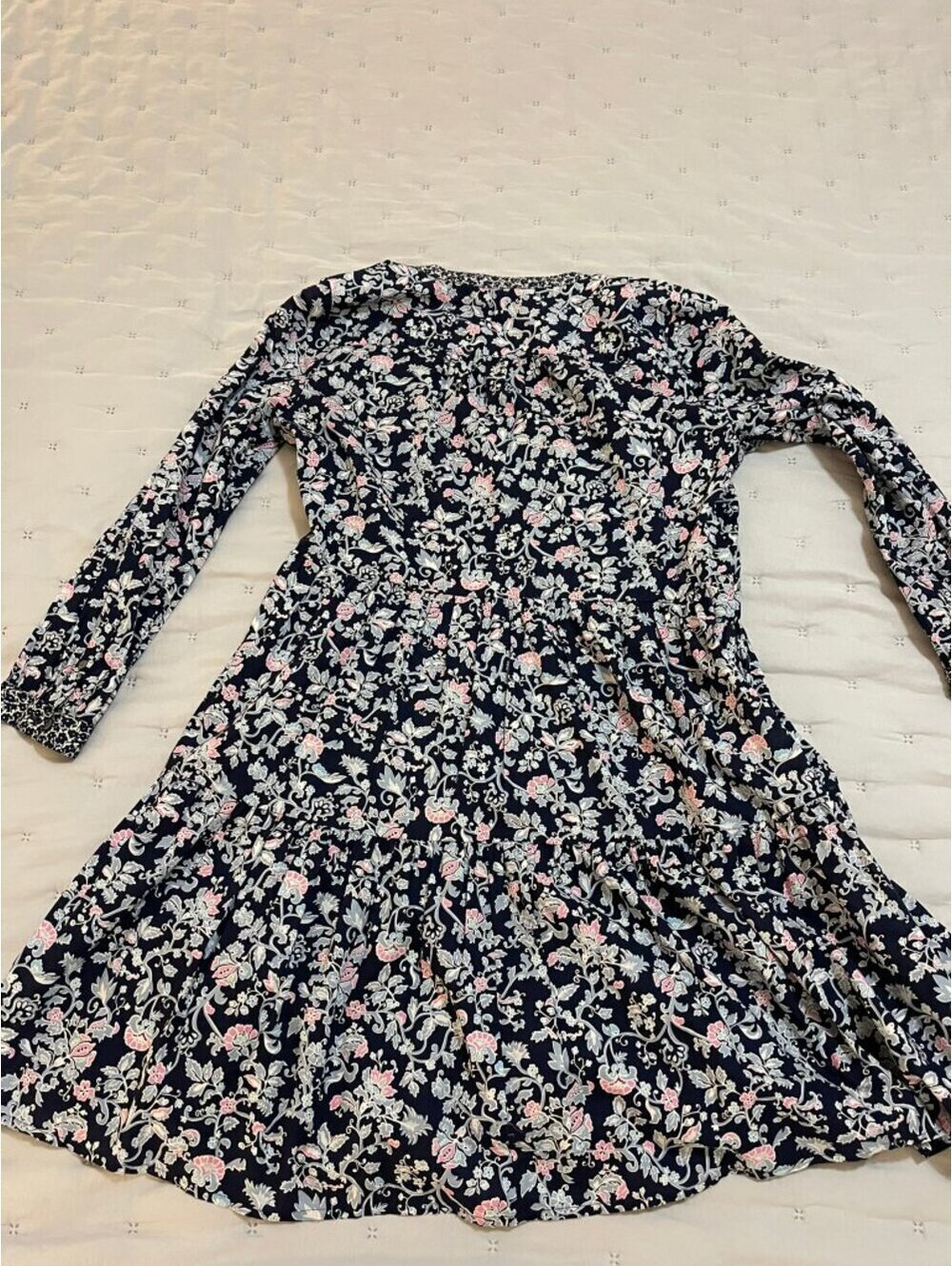 NWOT XS J Crew V-Neck Ruffle Mini Dress in Floral Fields Print Long Sleeve - Picture 3 of 9